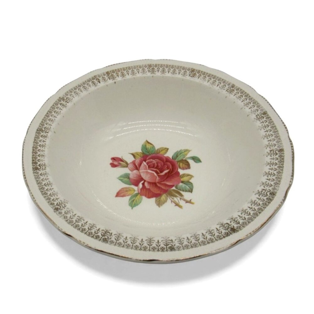 ROYAL SWAN Staffordshire Roseville Bowl Floral Rose Decor Vintage England